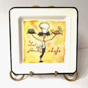 BRUNELLI “Le Femme Chef”  Apprx 7.5 “ Square  Plate, Made in Italy